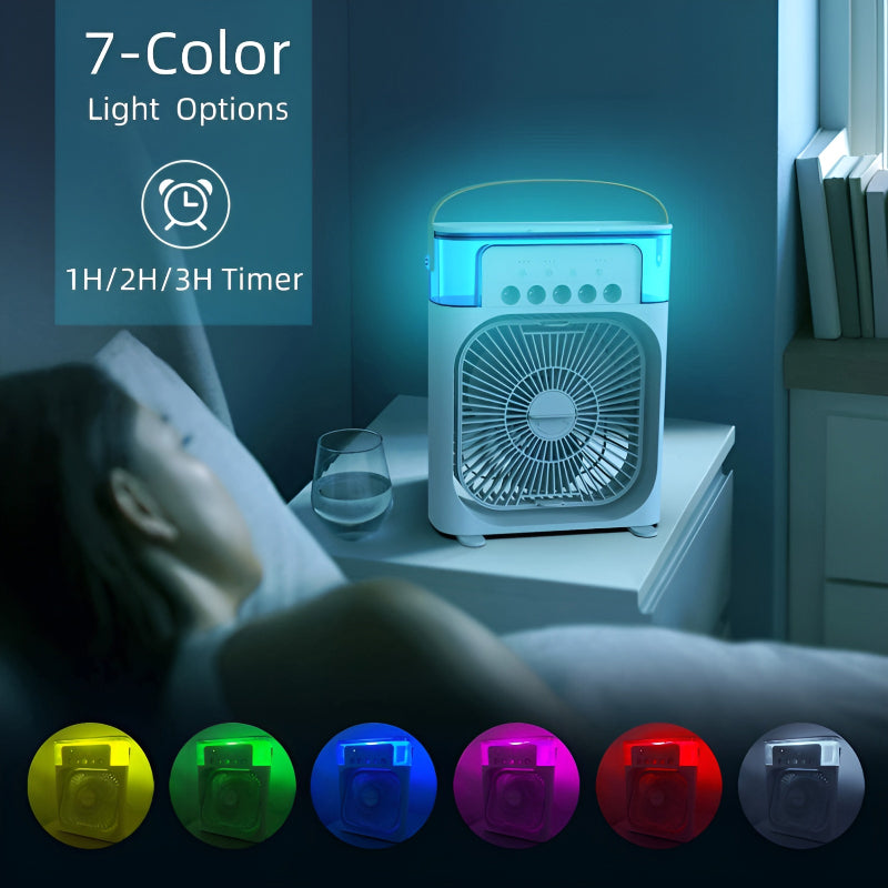 4-In-1 Multi-Function Air  Cooling  USB Fan With 7-Color Night Light...